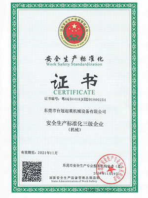 台冠-安全生产标准化证书